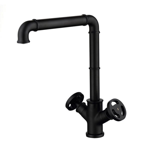 Sanipro black single handle kitchen faucet