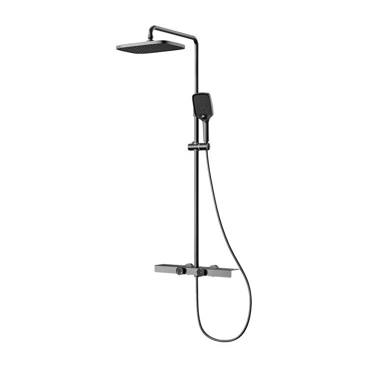 Sanipro Brass Shower Set with Stainless Steel Storage Rack Panel