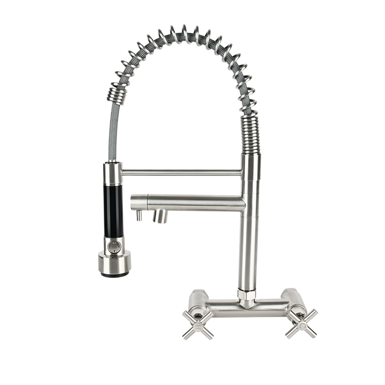 Sanipro 2 Hole Double Handle Kitchen Wall Faucet